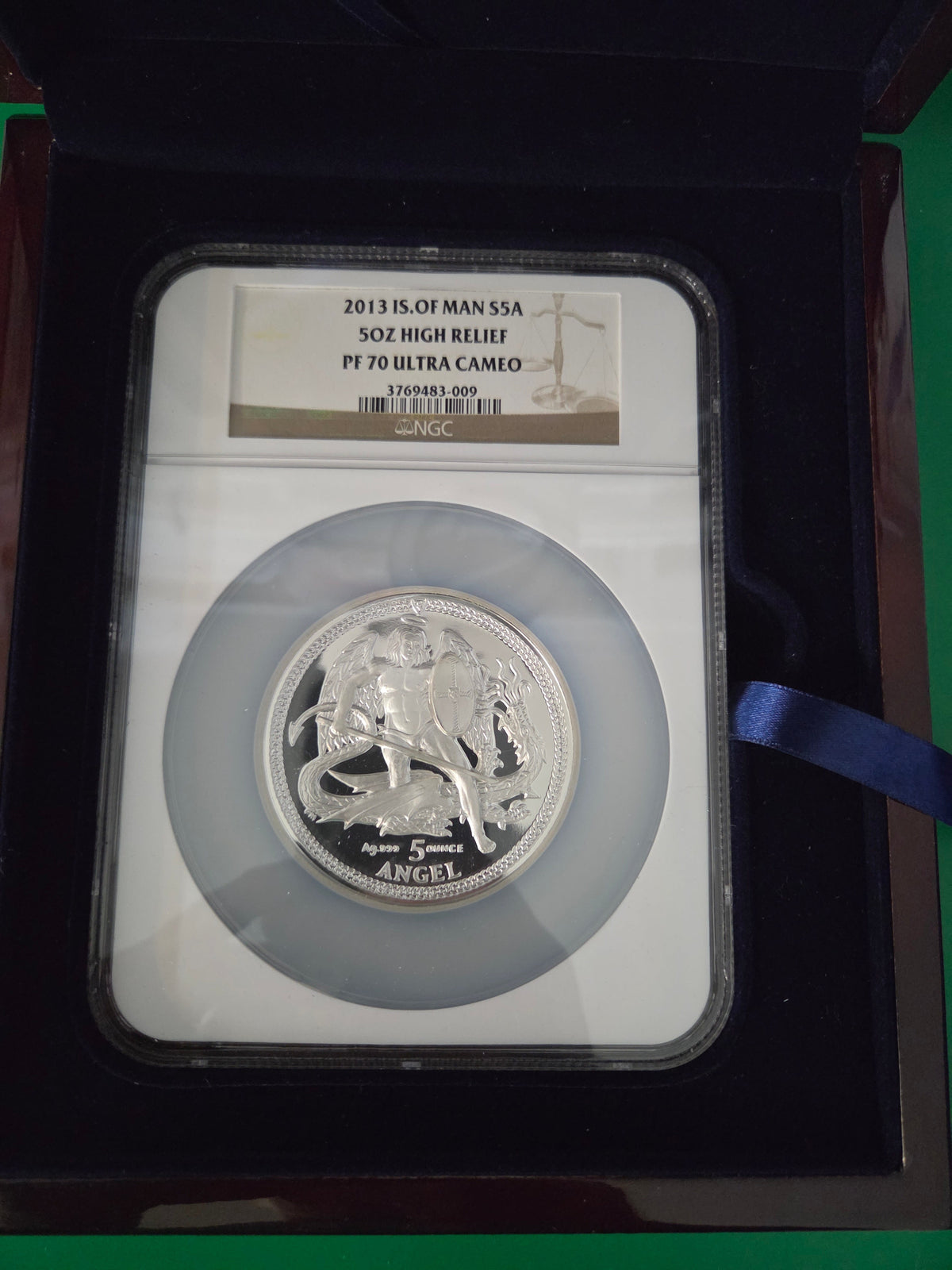 2013 Isle of Man 5 oz  Silver Angel High Relief
