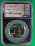 1967 SMS Washington Quarter NGC MS-69