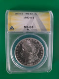 1882 O MORGAN DOLLAR ANACS MS 63PL