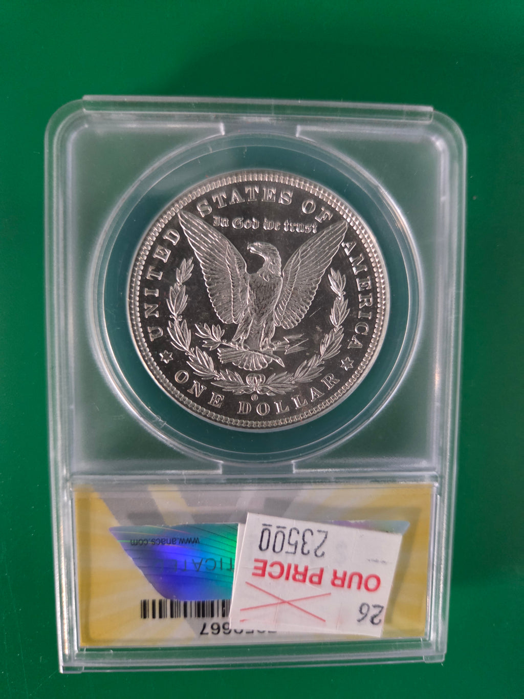1882 O MORGAN DOLLAR ANACS MS 63PL