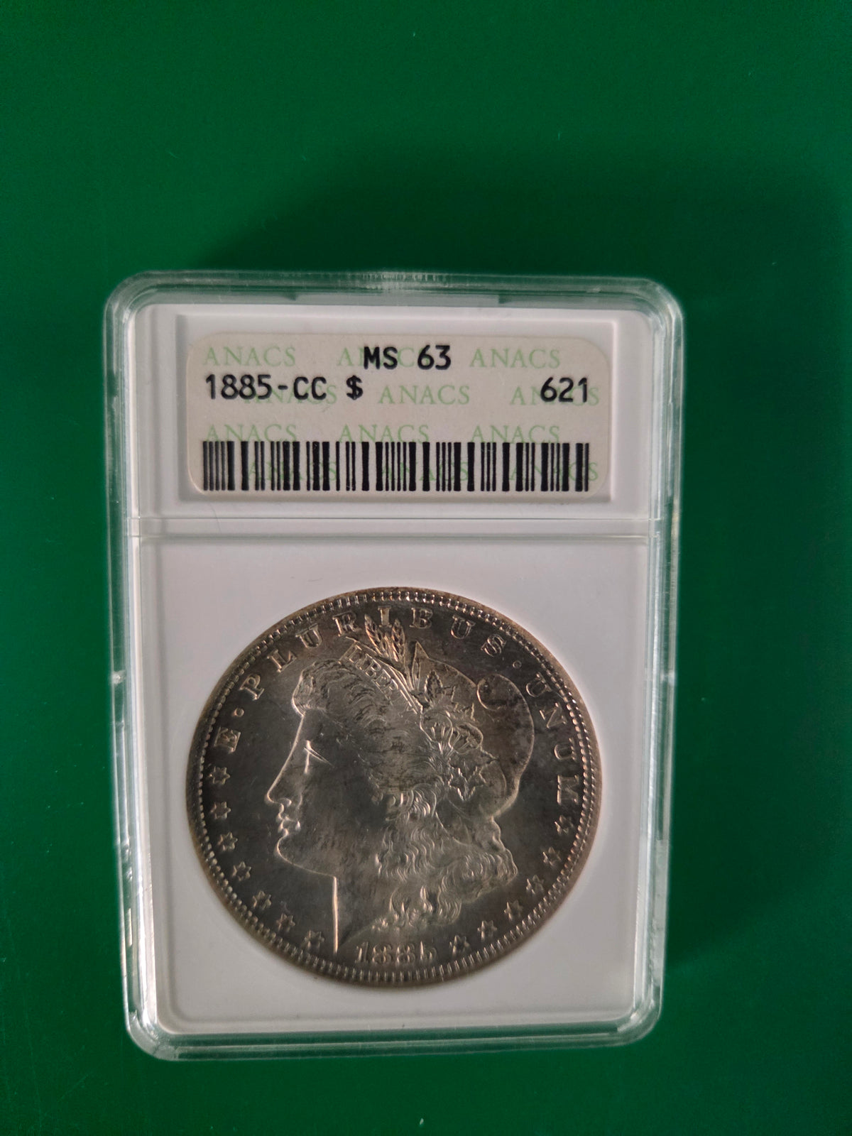 1885 CC MORGAN DOLLAR ANACS MS63