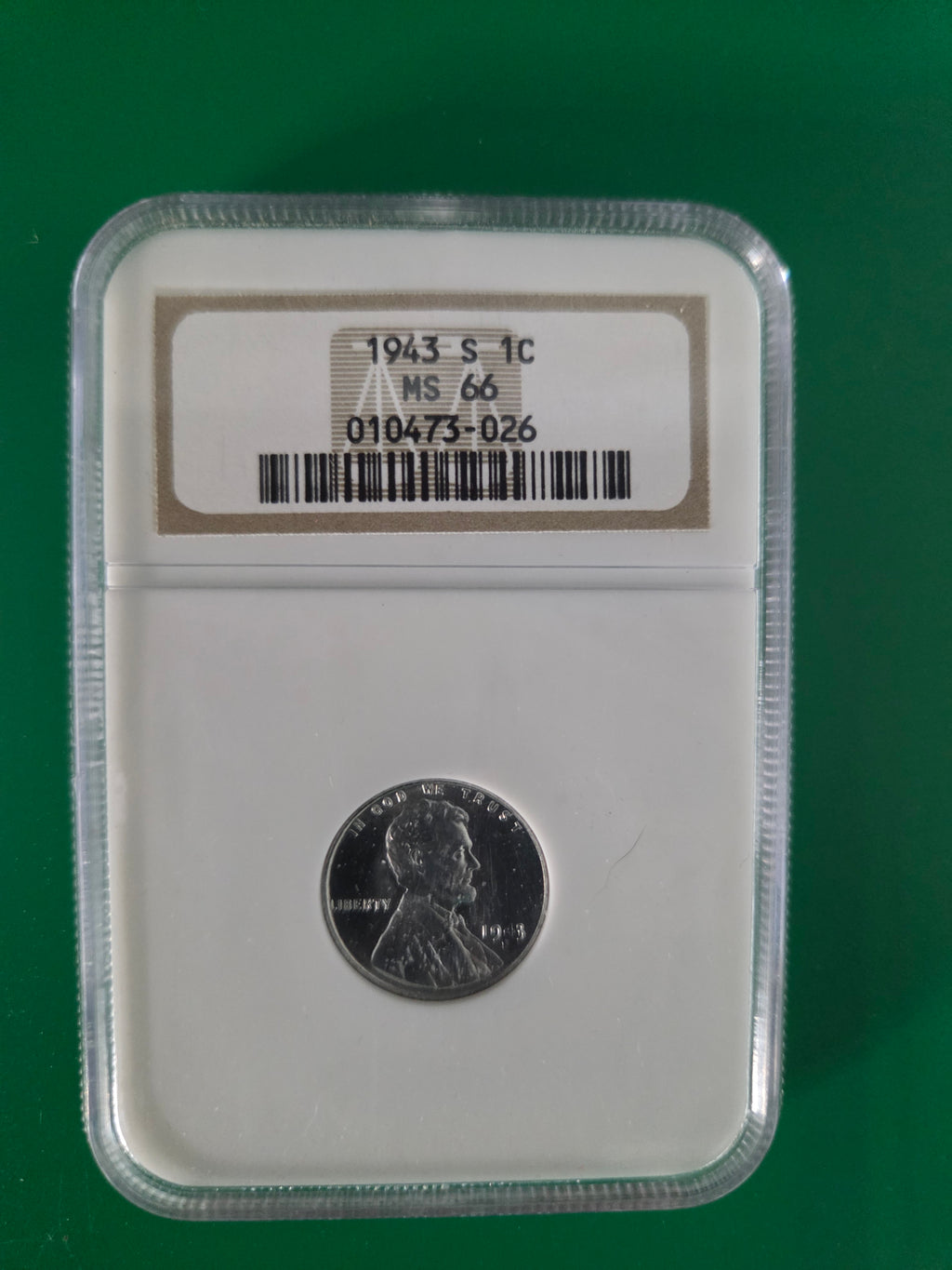 1943 S LINCON CENT NGC MS66
