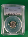 1945 MERCURY DIME PCGS MS66