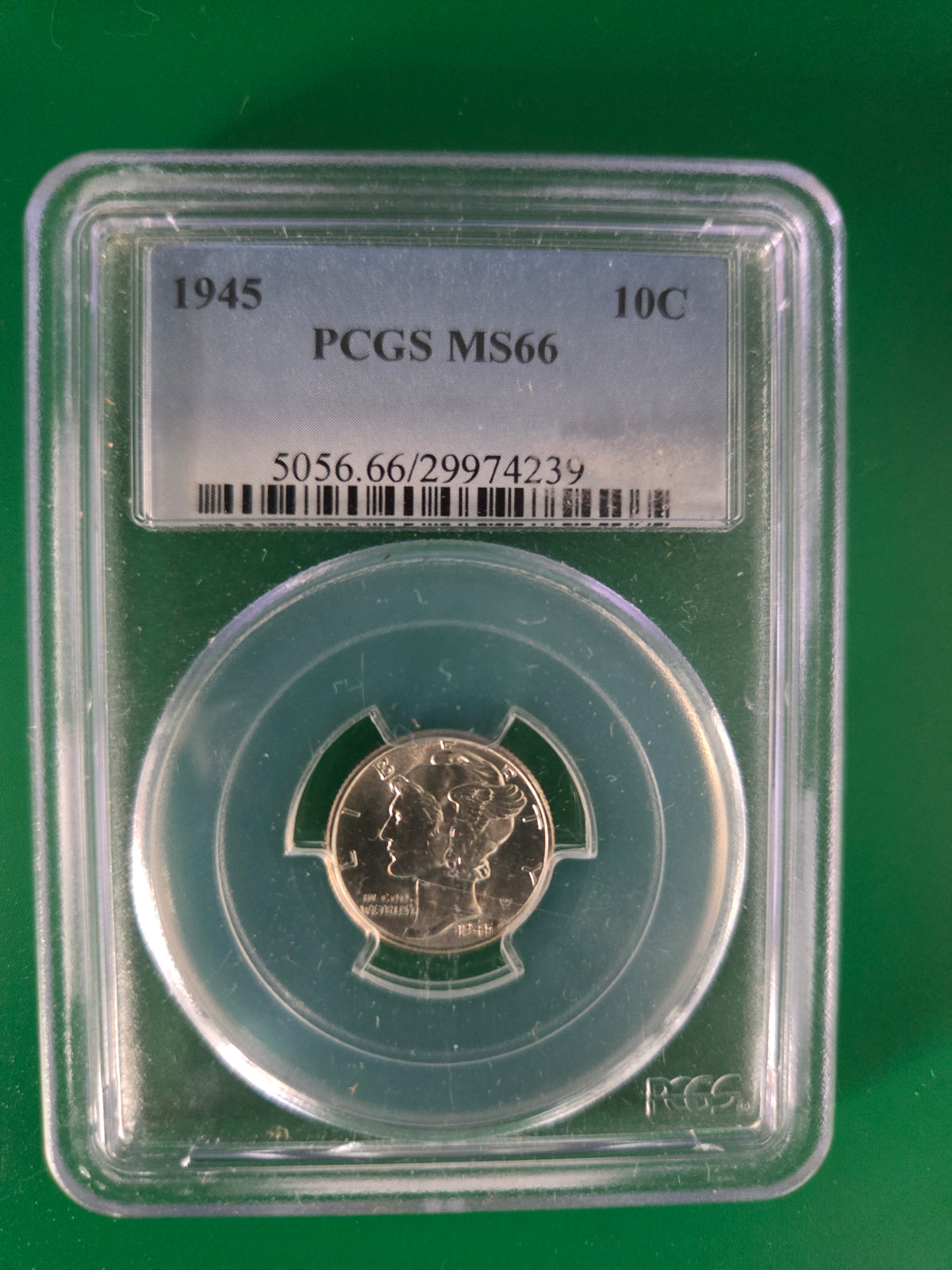 1945 MERCURY DIME PCGS MS66