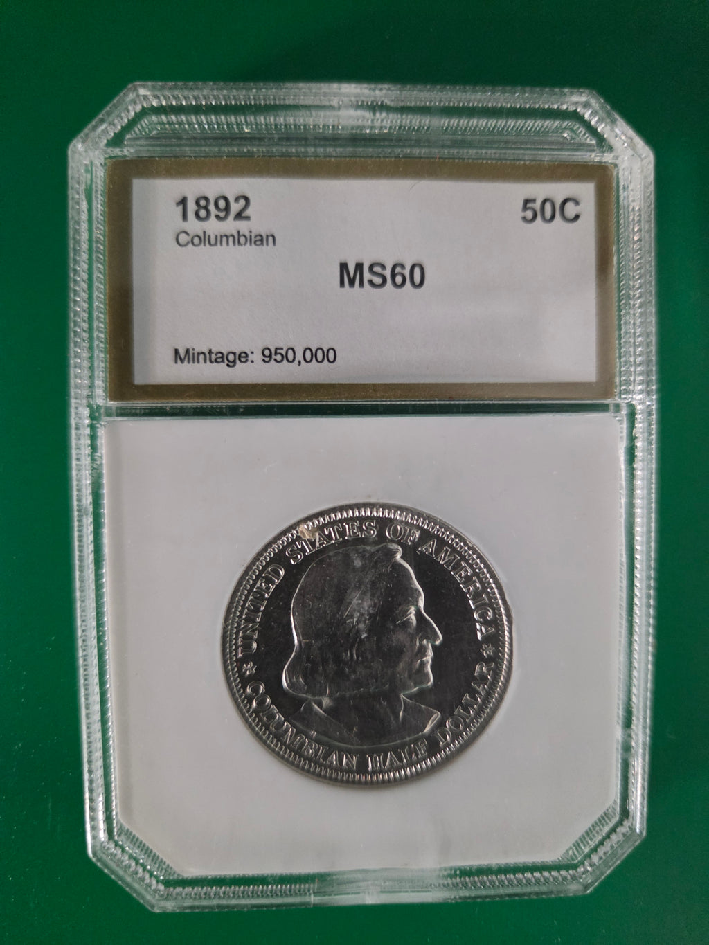 1892 COLUMBIAN HALF DOLLARS PCI MS60