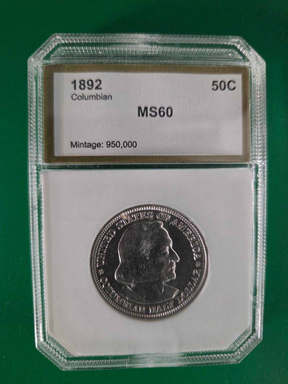 1892 COLUMBIAN HALF DOLLARS PCI MS60
