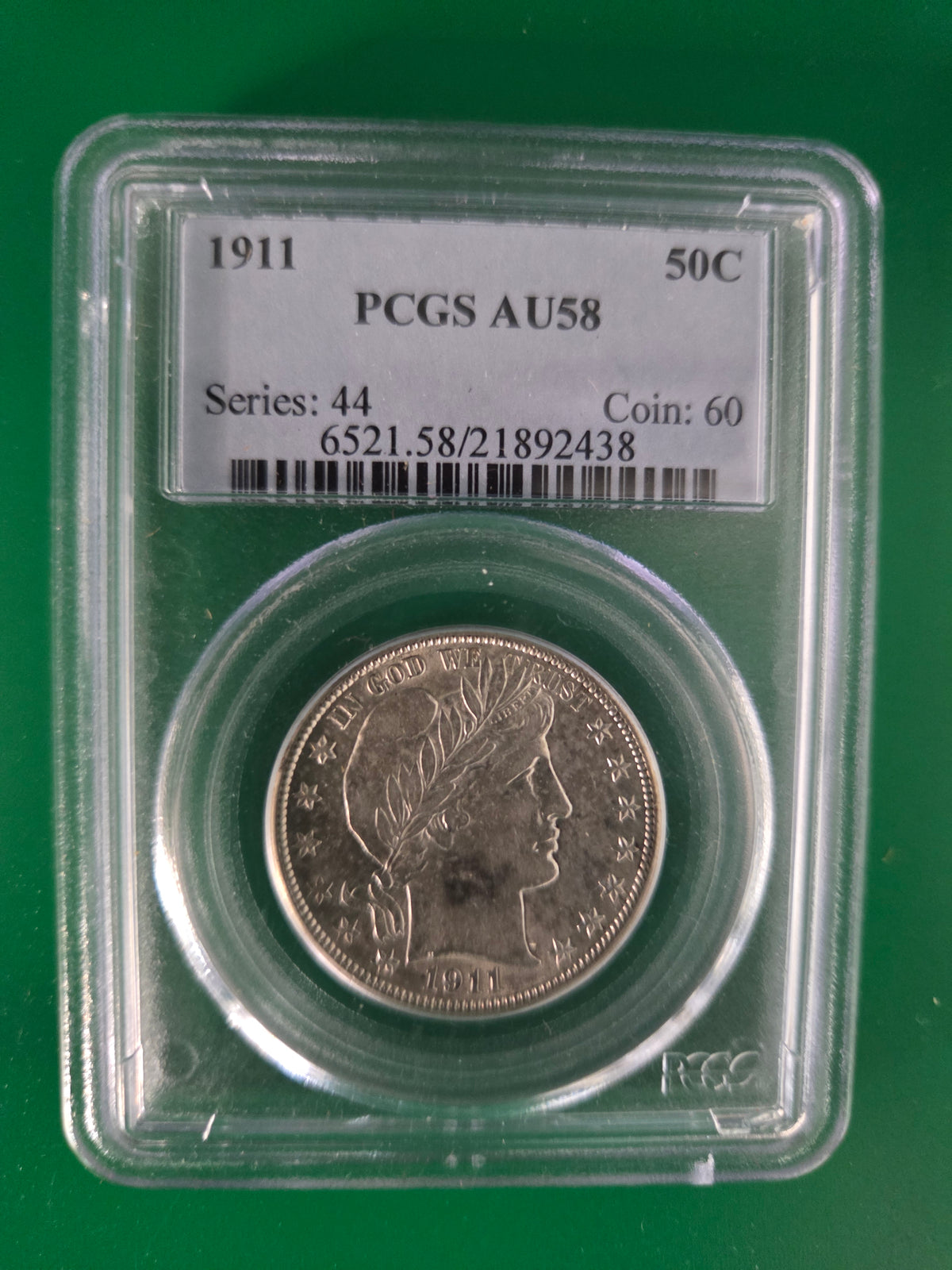 1911 BARBER HALF DOLLAR  PCGS AU58