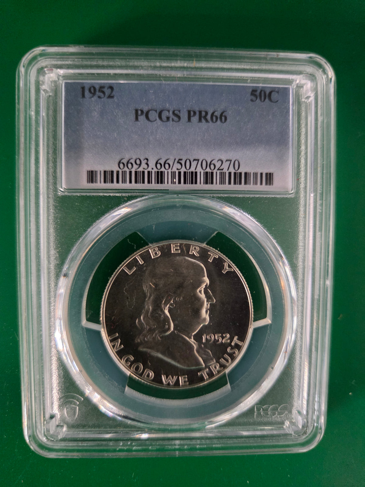 1952 FRANLIN HALF DOLLAR PCGS PRF 66