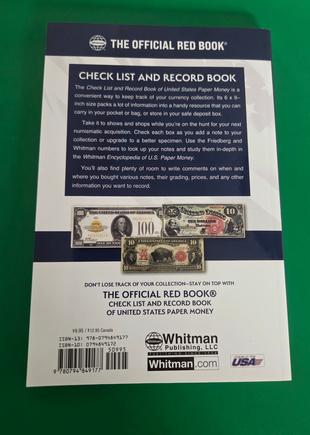RED BOOK CHECK LIST AND RECORD BOOK OF US PAPER MONEY