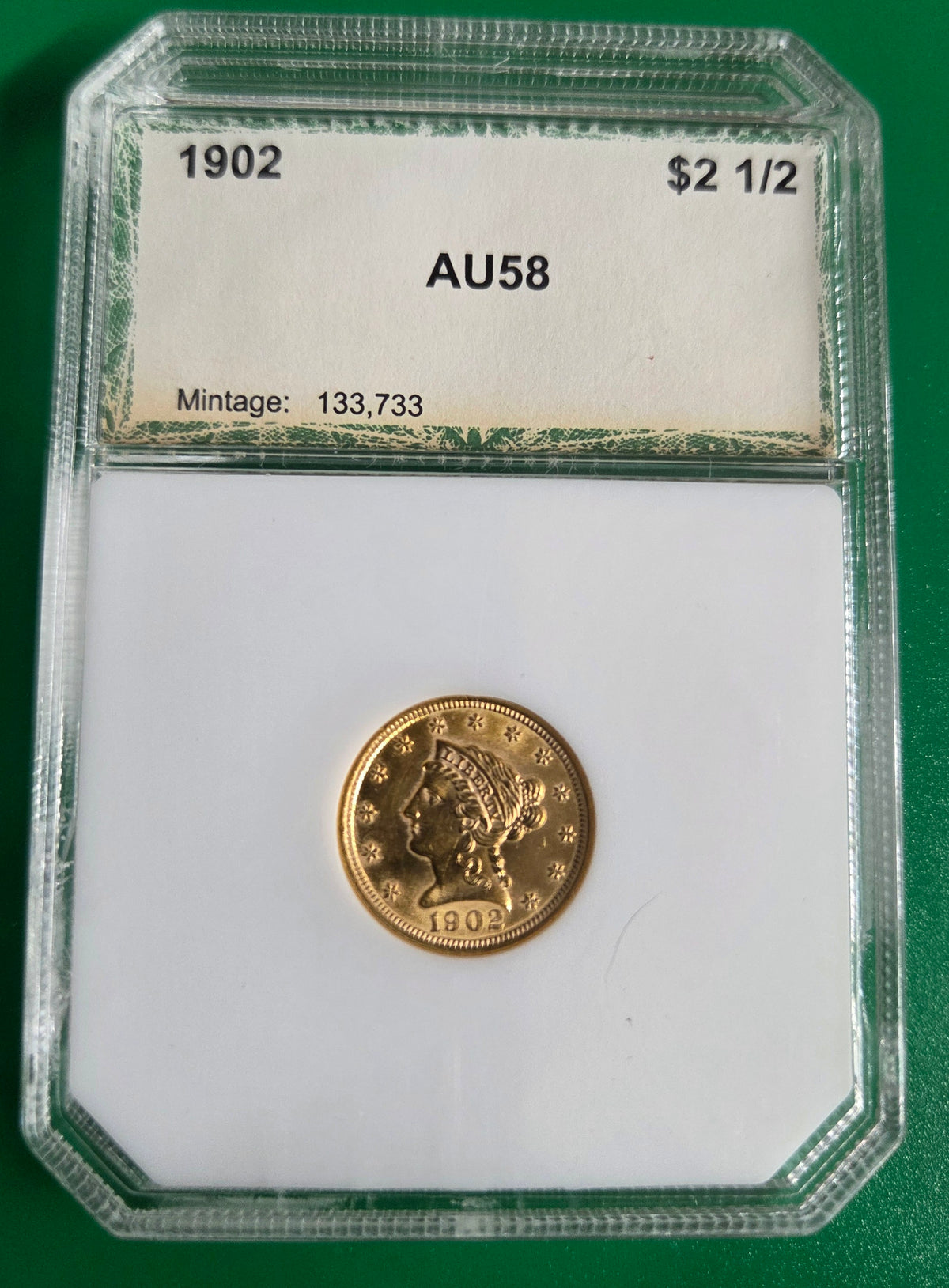 1902 $2.50 GOLD LIBERTY PCI  AU58