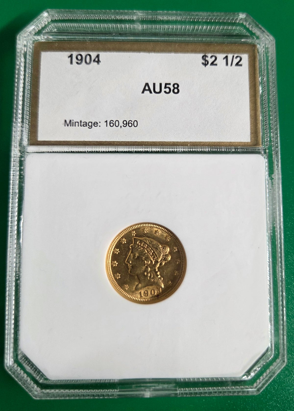 1904 2 1/2 LIBERTY GOLD PCI AU58