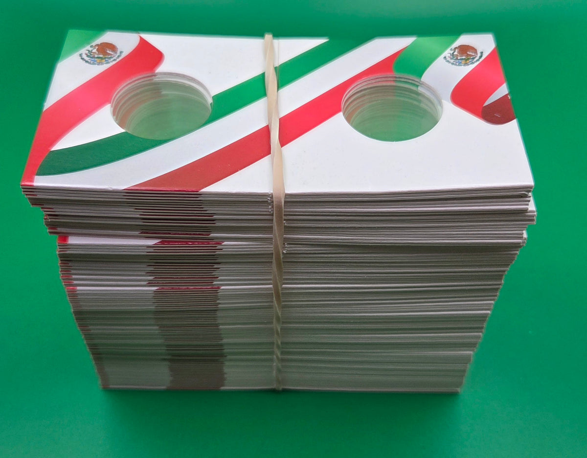 2x2 Paper Coin Holders for Nickel/Cent - Mexican Flag